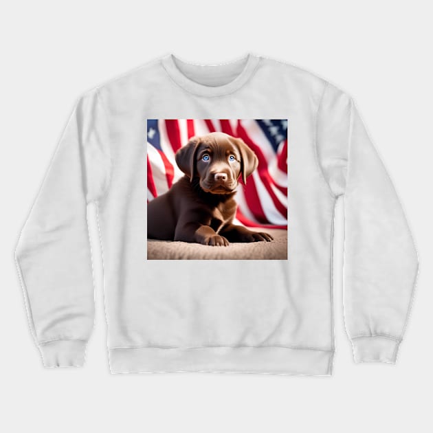 Patriotic Chocolate Lab Puppy Crewneck Sweatshirt by AnchoredK9s